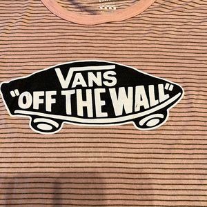 Vans Peach and Gray Stripe Short Sleeve size XL